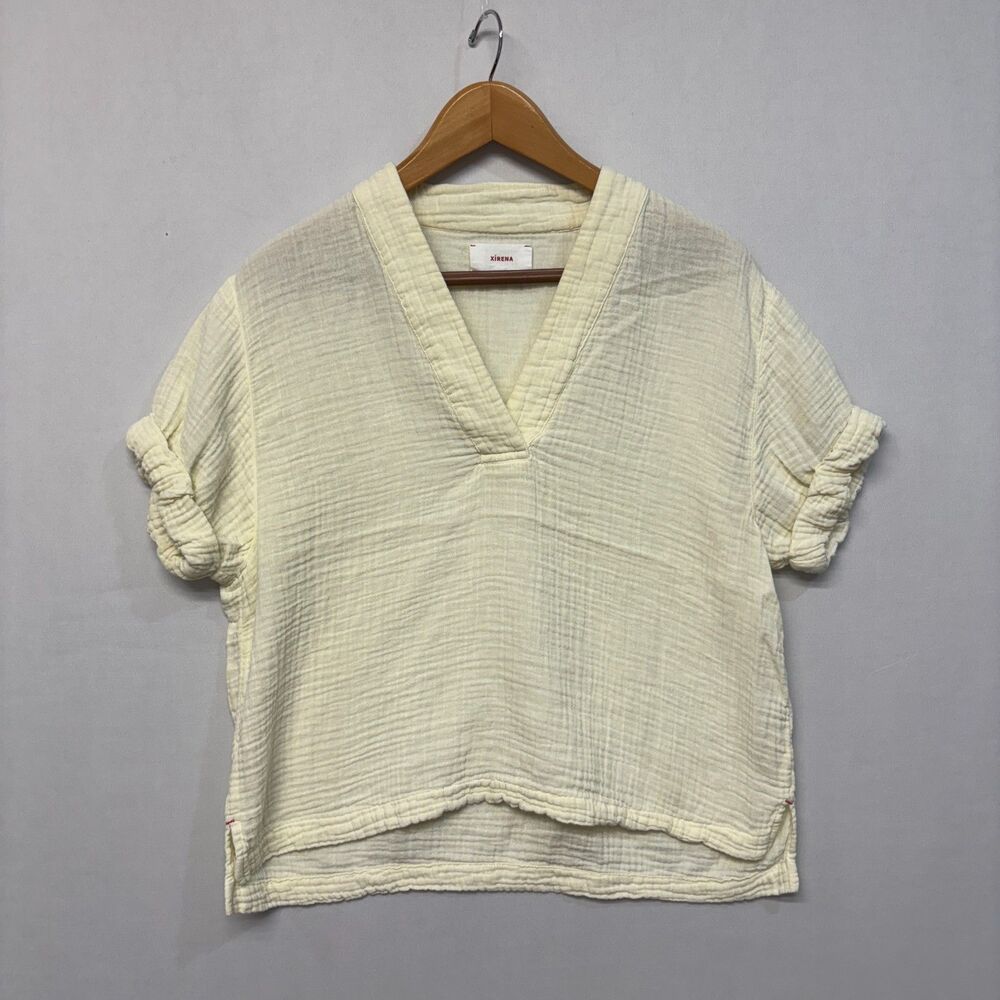 Xirena Women Short Sleeve Blouse Top Shirt Size XS X-Small Cotton C054 -17